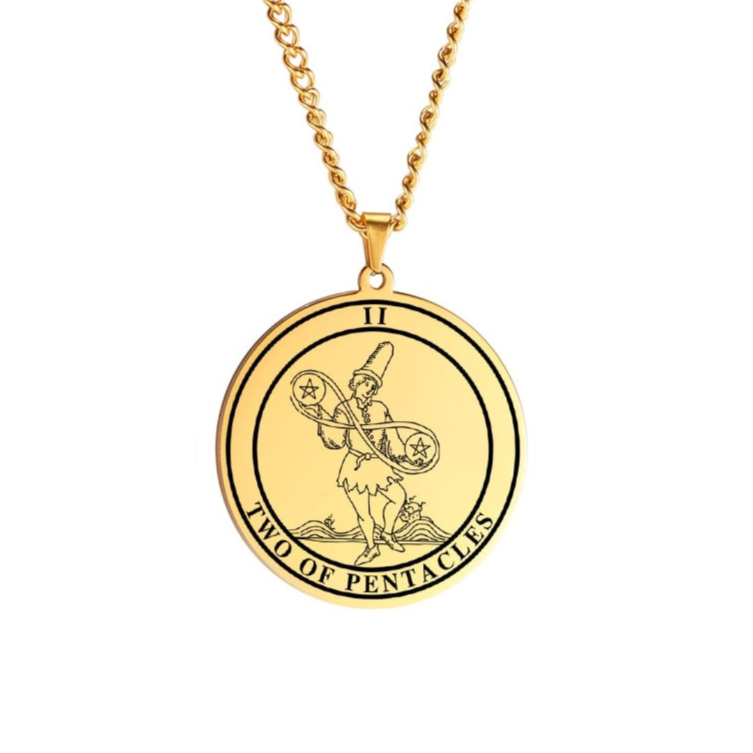 Minor Arcana ‘Suit of Pentacles’ Cards Pendant | Stainless Steel Jewelry