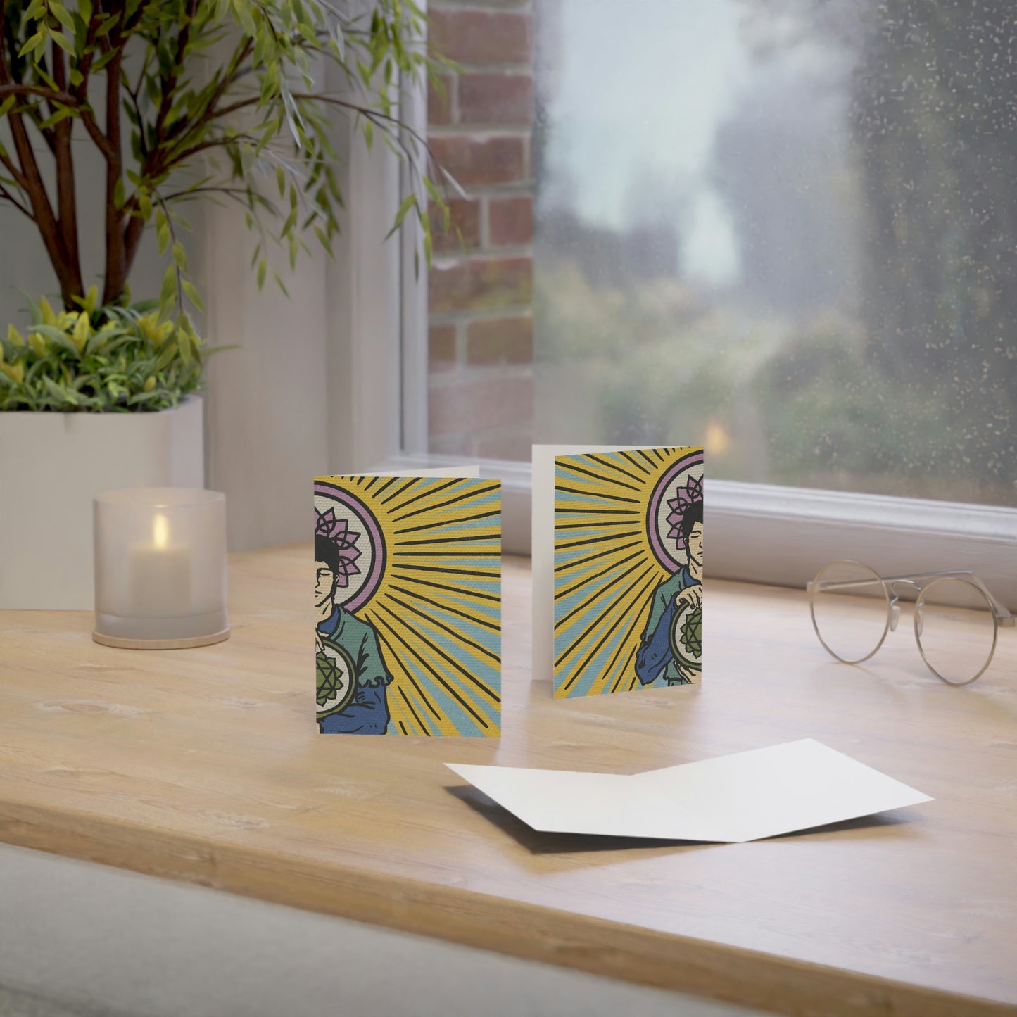 'Four of Pentacles' Chakra Greeting Cards (1, 10, 30, and 50pcs)