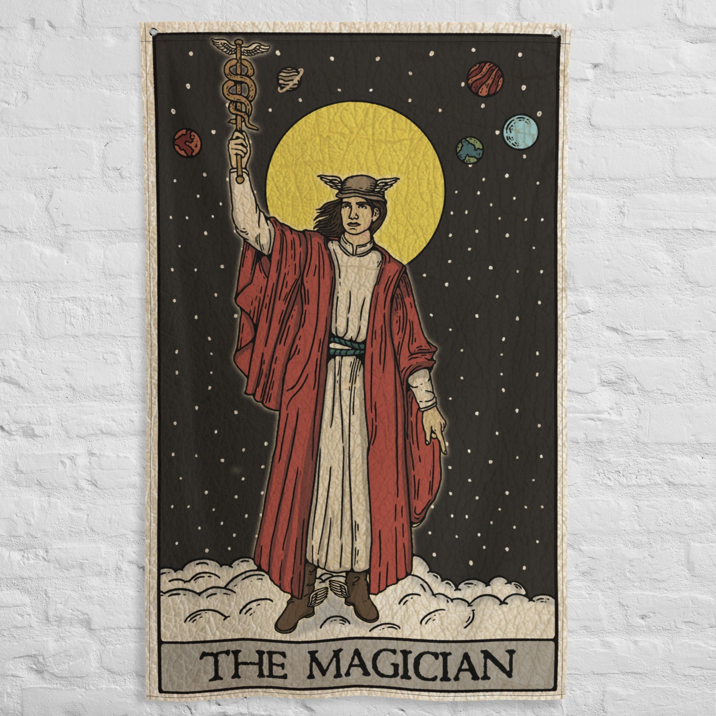 'The Magician' Tarot Card - Greek God Hermes Flag Tapestry