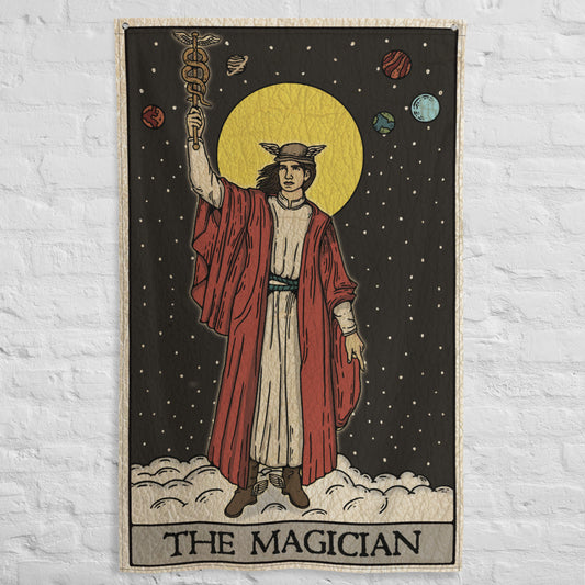 'The Magician' Tarot Card - Greek God Hermes Flag Tapestry