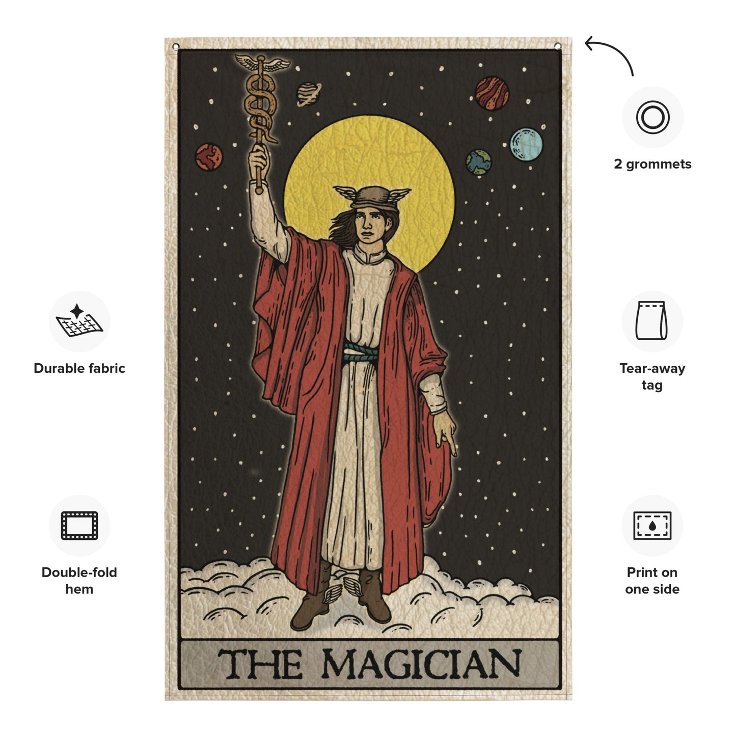 'The Magician' Tarot Card - Greek God Hermes Flag Tapestry