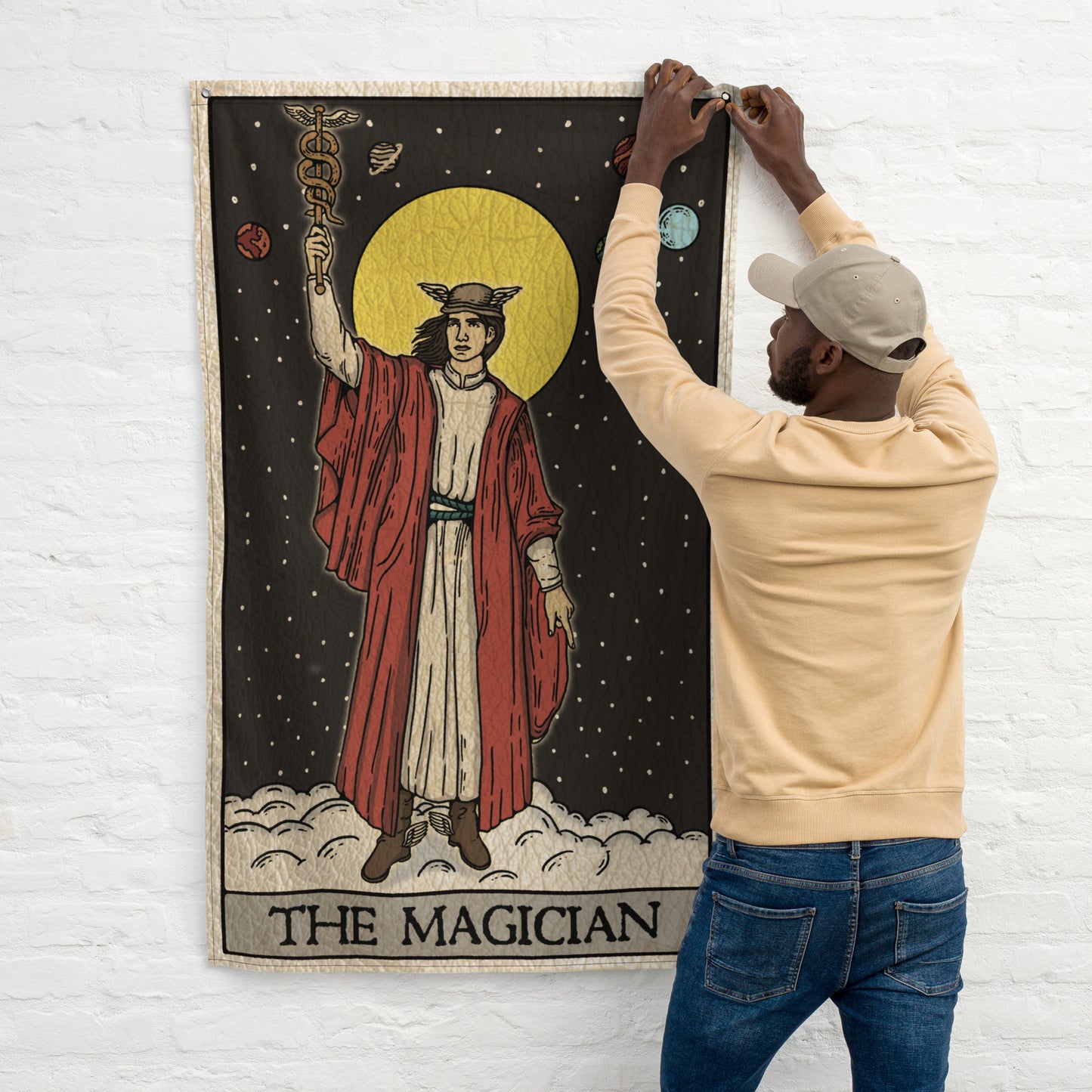 'The Magician' Tarot Card - Greek God Hermes Flag Tapestry
