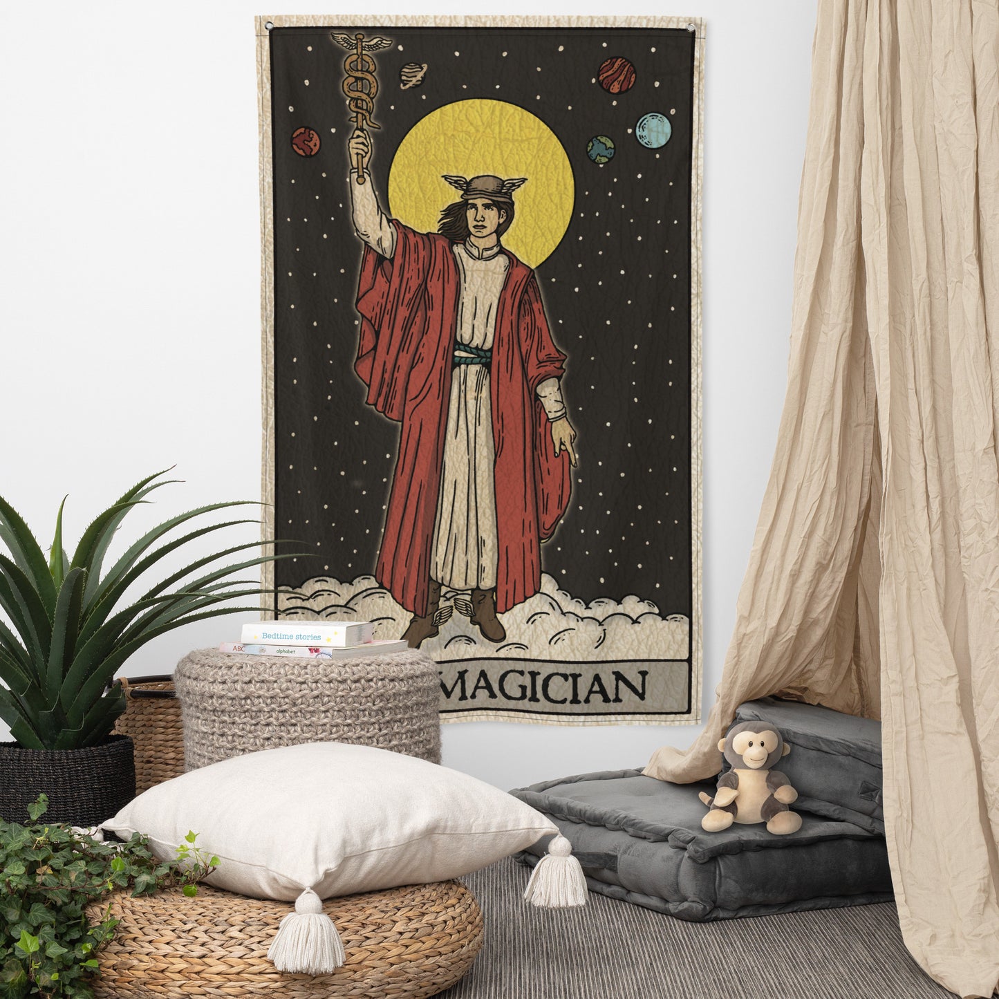 'The Magician' Tarot Card - Greek God Hermes Flag Tapestry