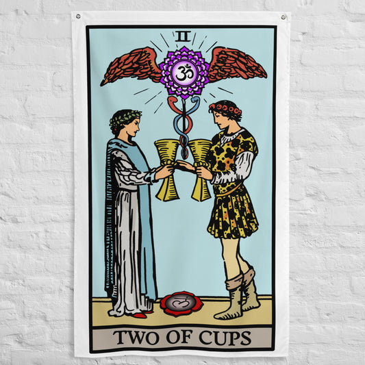'Two of Cups' Tarot Card Flag Tapestry | Chakra Series