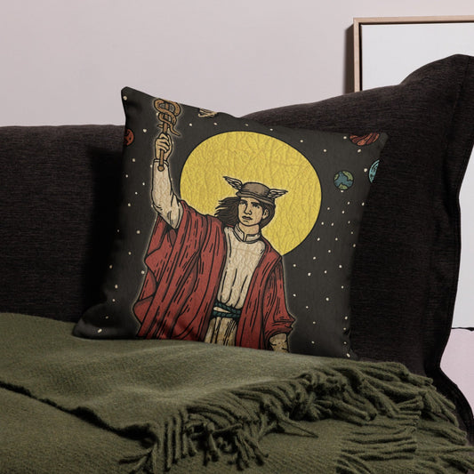 'The Magician' Tarot Card - Greek God Hermes Premium Pillow