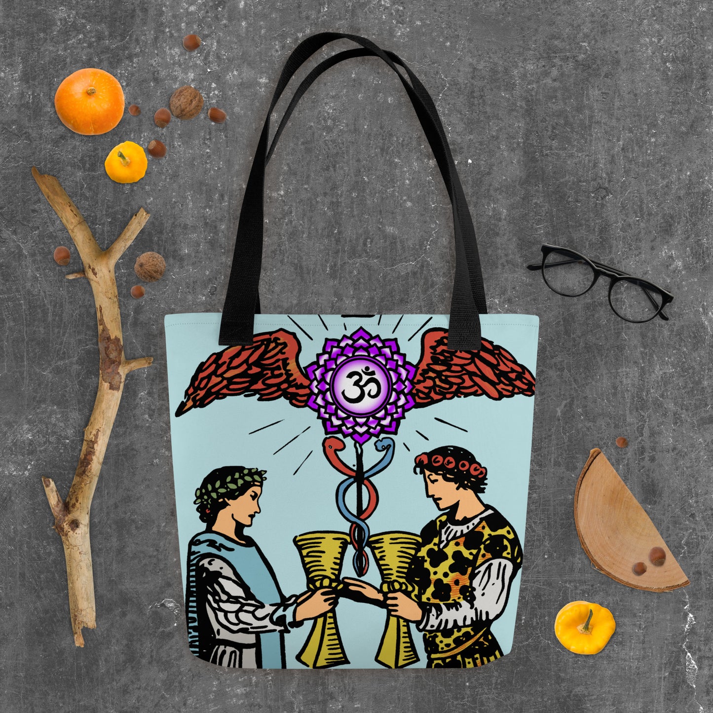 'Two of Cups' Tarot Card Tote Bag | Chakra Minor Arcana Accessories
