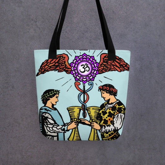 'Two of Cups' Tarot Card Tote Bag | Chakra Minor Arcana Accessories