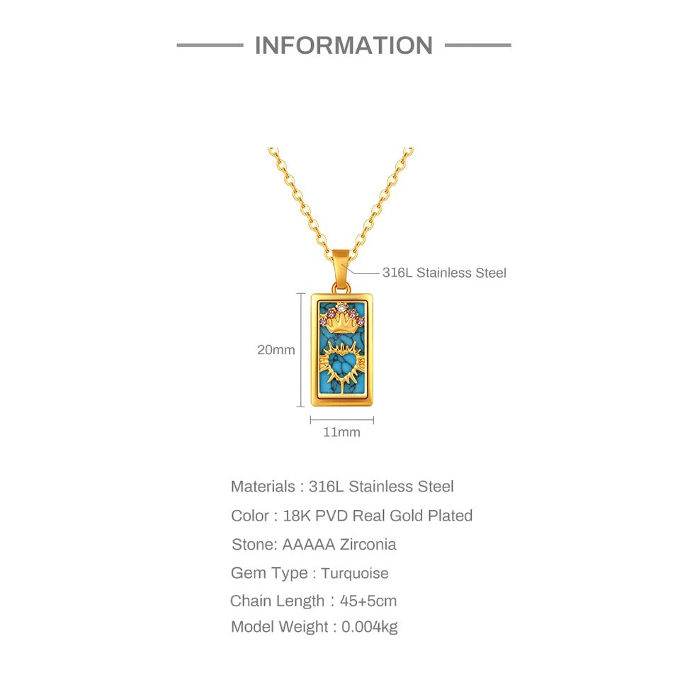 Gold Enamel Tarot Card Necklace | Major Arcana