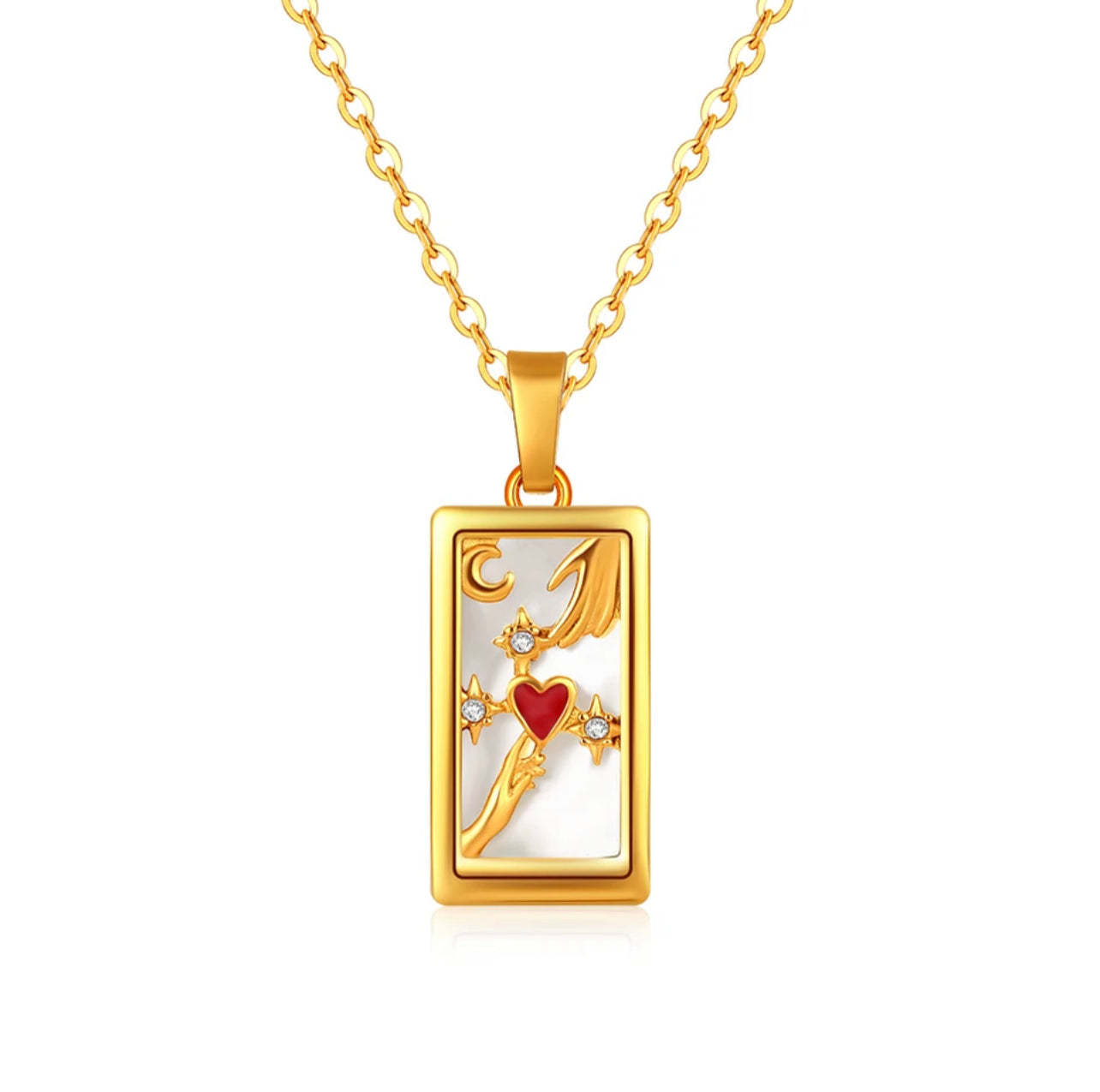 Gold Enamel Tarot Card Necklace | Major Arcana