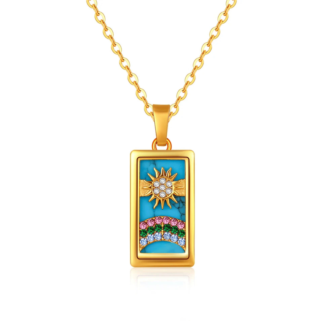 Gold Enamel Tarot Card Necklace | Major Arcana