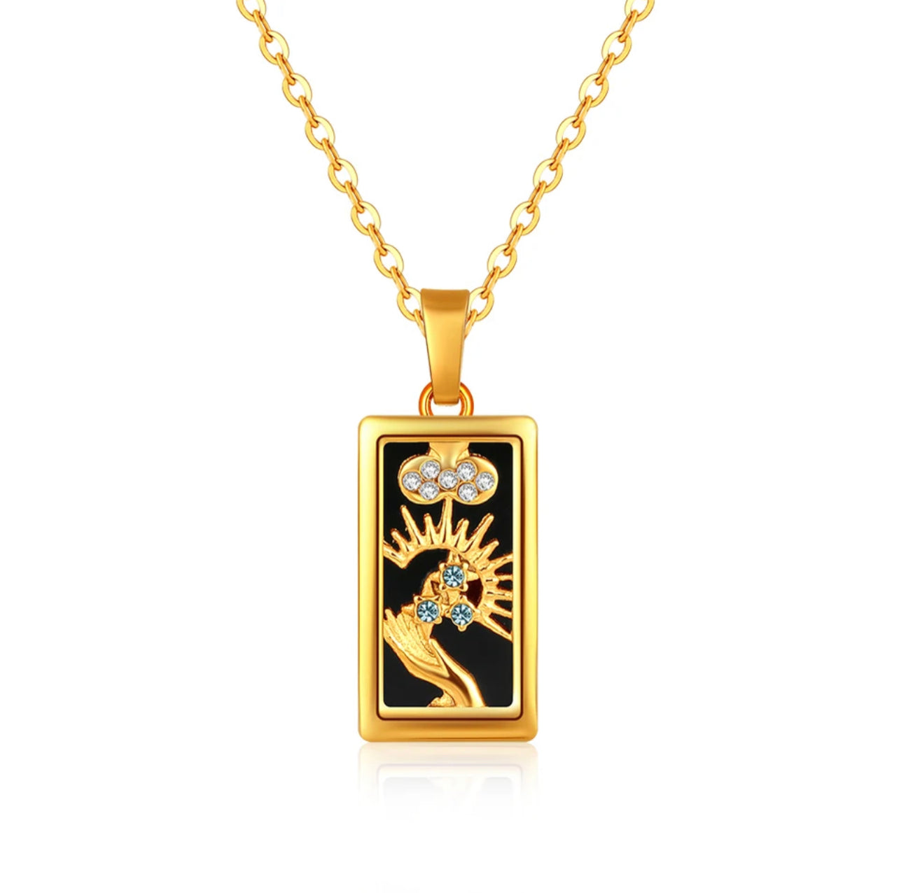 Gold Enamel Tarot Card Necklace | Major Arcana