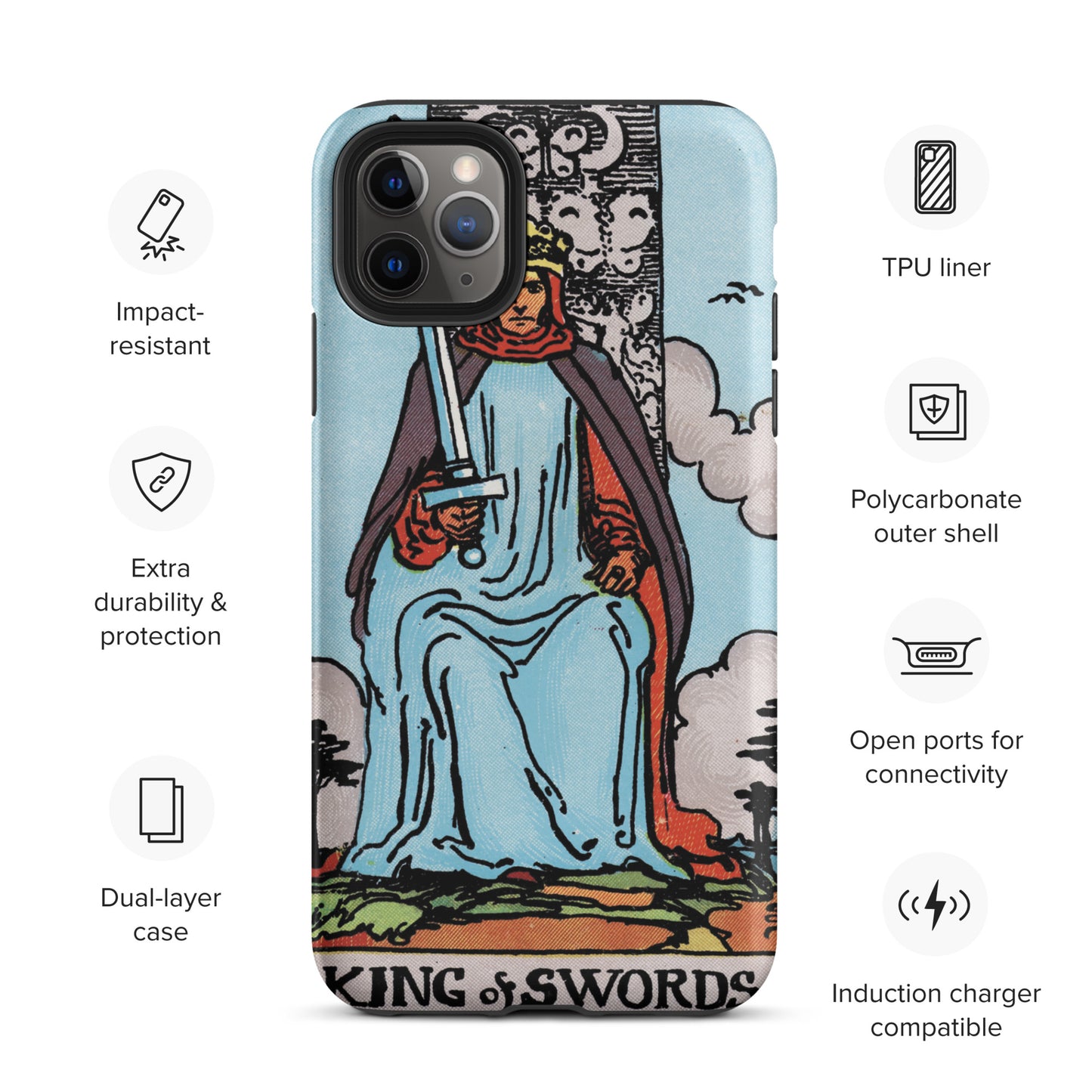 'King of Swords' Tarot Card Durable, Anti-Shock iPhone Case