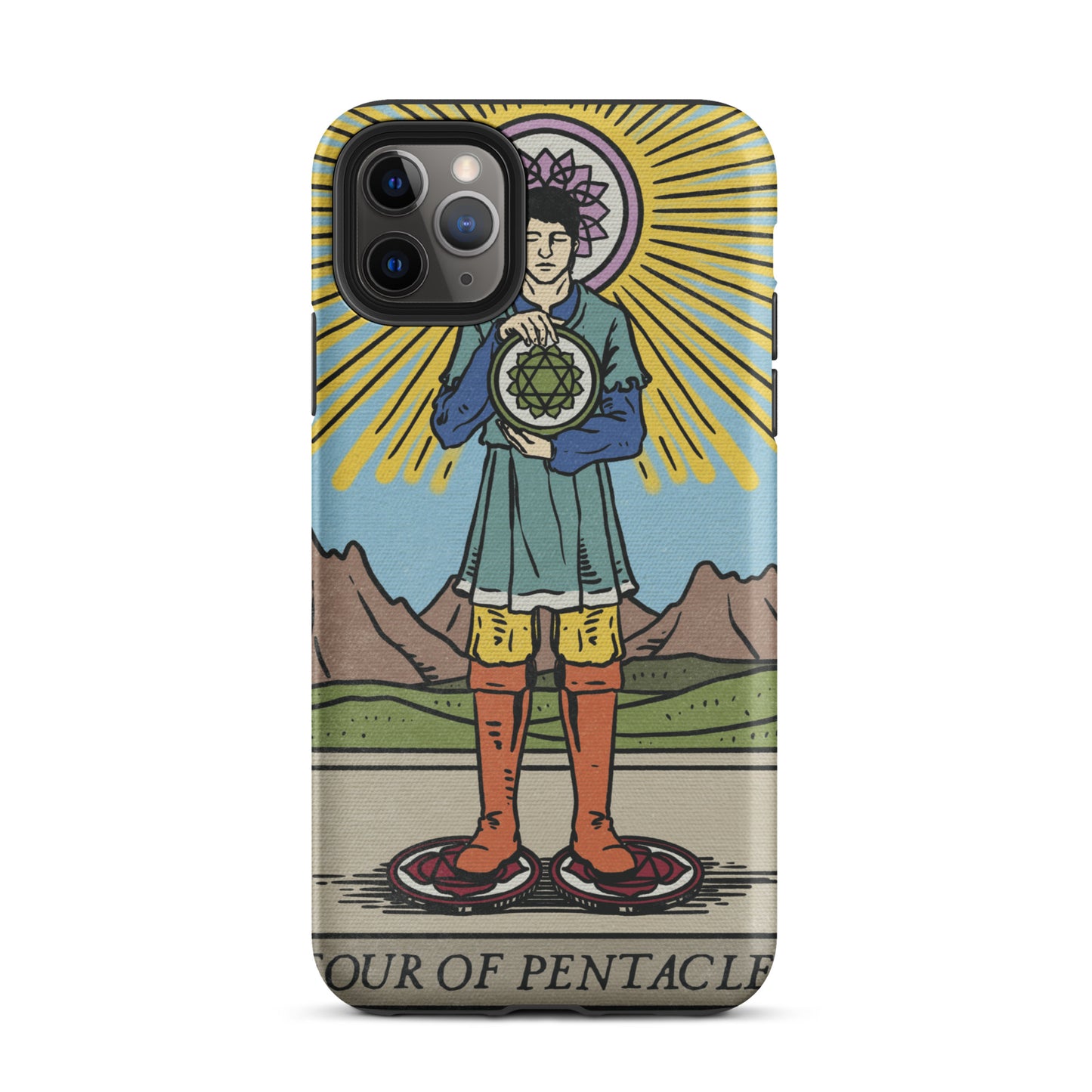 'Four of Pentacles' Anti-Shock, Tarot Card iPhone Case | Minor Arcana