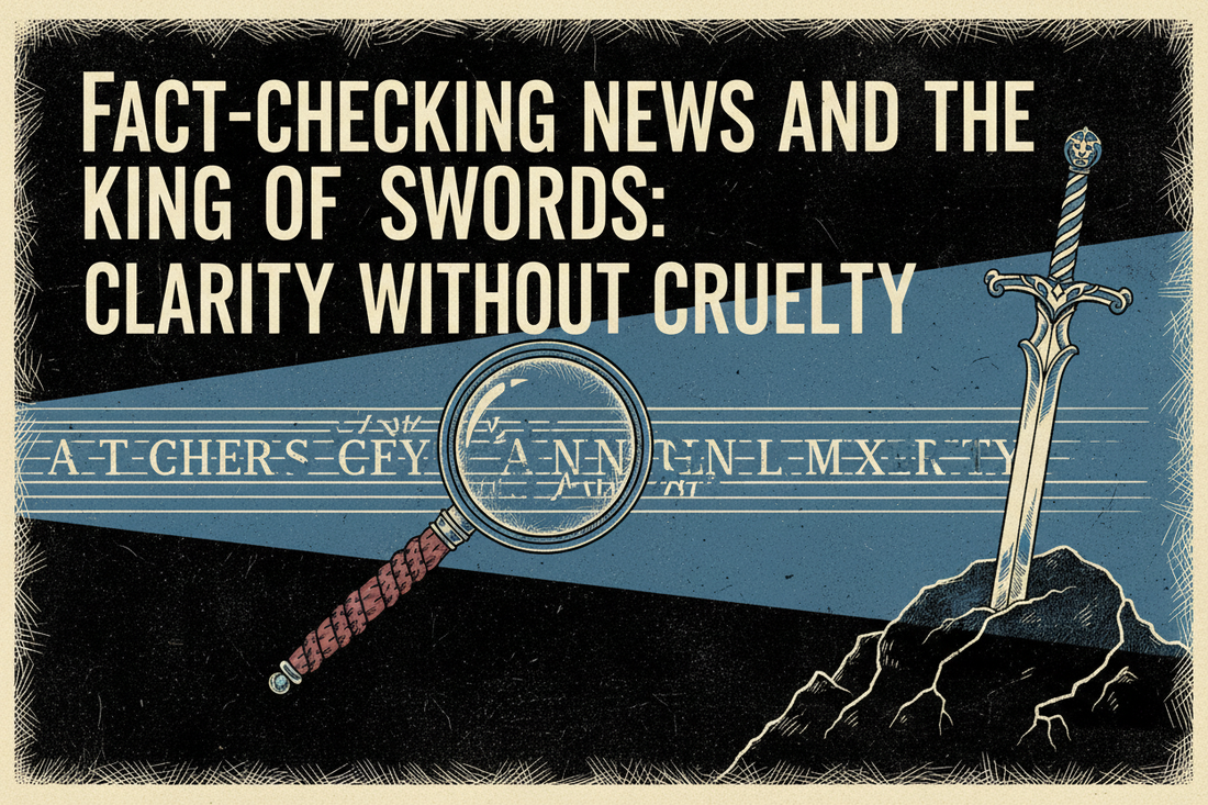 Fact-checking news and the King of Swords, a clear beam of light separating signal from noise