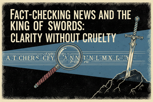 Fact-checking news and the King of Swords, a clear beam of light separating signal from noise