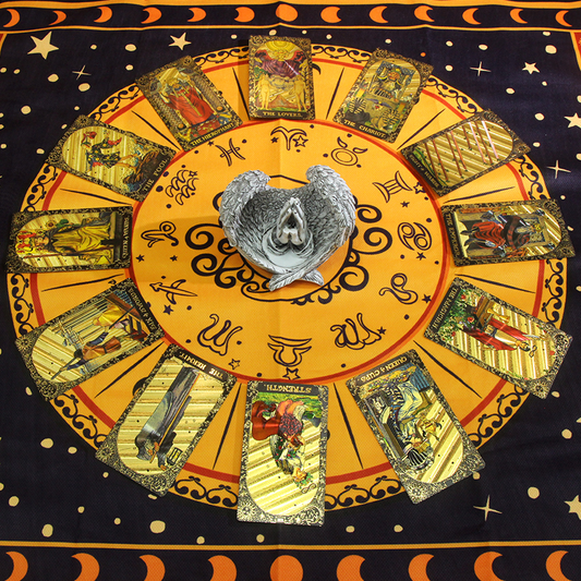 Premium Astrological Divination Mat | Yellow Tarot Card Placemat