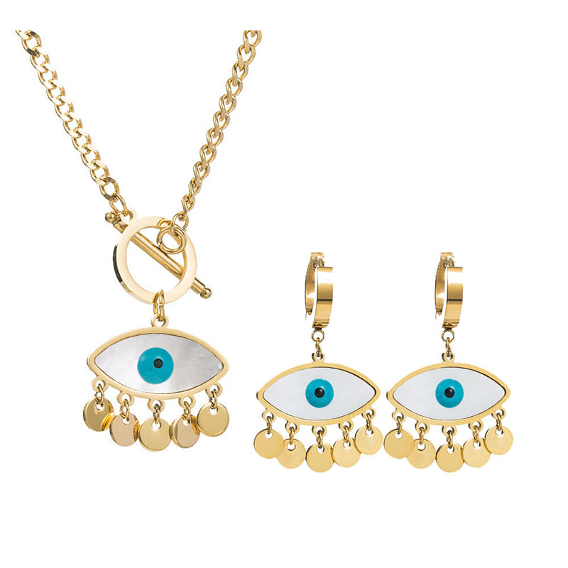 Gold Evil Eye Drop Earrings | Stainless Steel | Spiritual Jewelry
