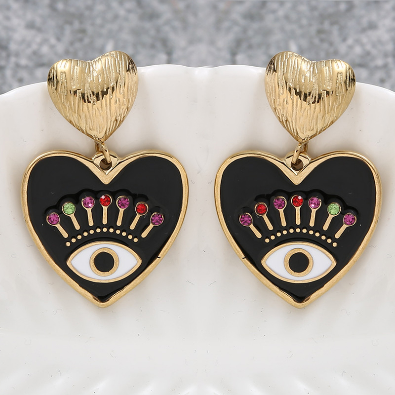 Colorful Evil Eye Heart Earrings | 14k Gold Plated | Nazar Jewelry