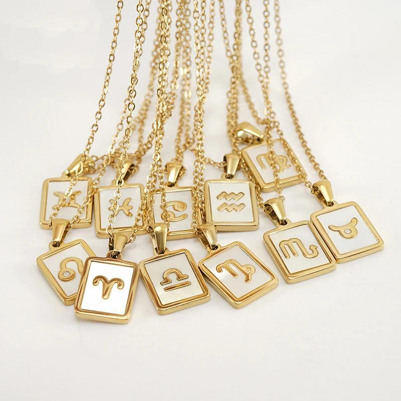 18k Gold - White Enamel Zodiac Sign Necklace | Dynamic Astrology Jewelry