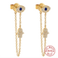 Gold Evil Eye Dangling Earrings | S925 Sterling Silver | Nazar, Spiritual Jewelry