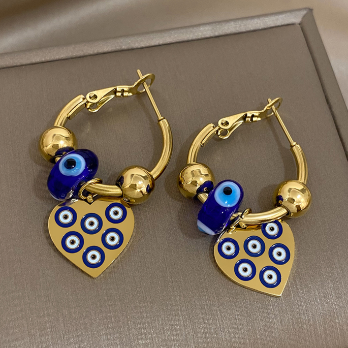 Gold Evil Eye Earrings | 316L Stainless Steel Nazar Jewelry
