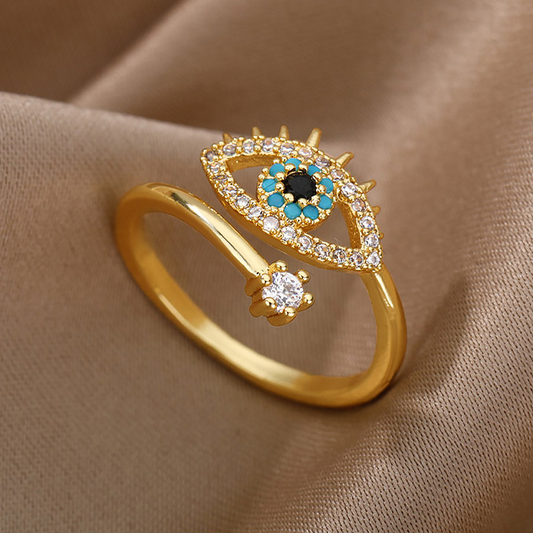 Evil Eye Gold / Silver Ring | Crystal Stainless Steel