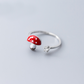 925 Sterling Silver Mushroom Ring | Adjustable Forest, Botanical Jewelry