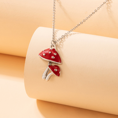Mushroom & Cherry Necklace | Aesthetic Forest Jewelry