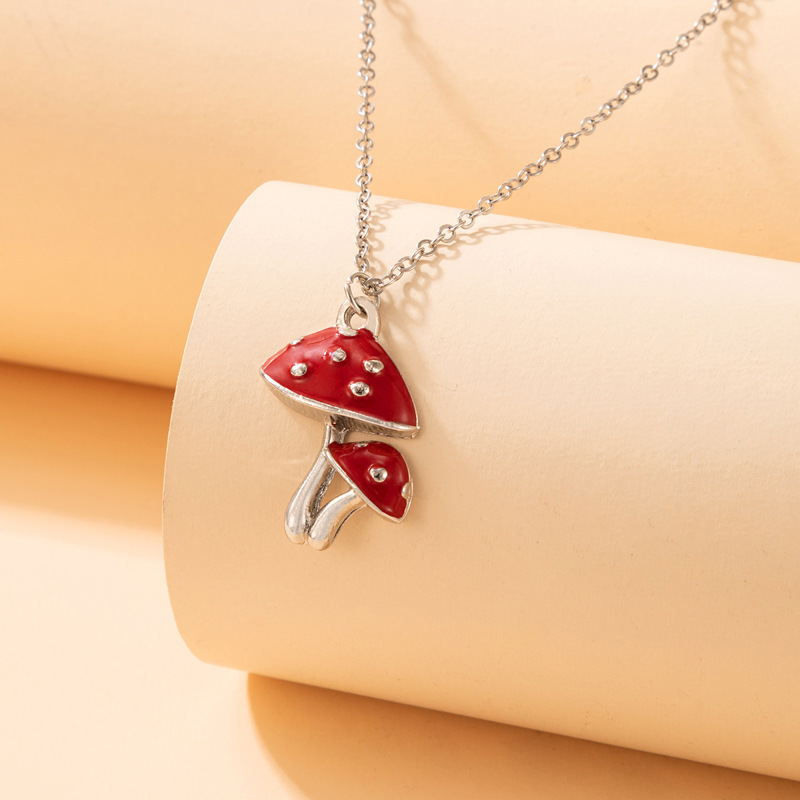 Mushroom & Cherry Necklace | Aesthetic Forest Jewelry