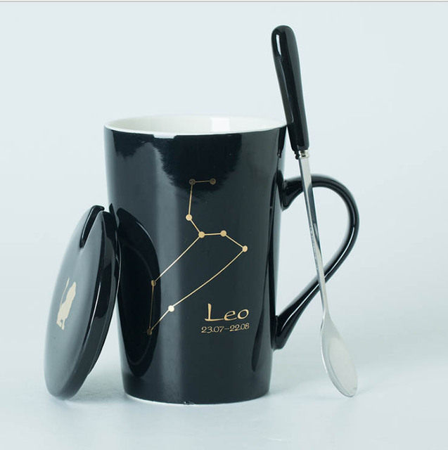 Celestial Zodiac Mug with Spoon | Horoscope, Constellation Mug | Black & White