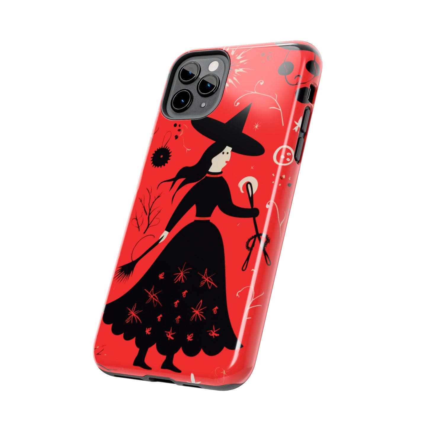 Red Dark Forest Witch Tough iPhone Cases | Abstract Witchy Protective Phone Case | Impact-Resistant, Anti-Shock | iPhone 15