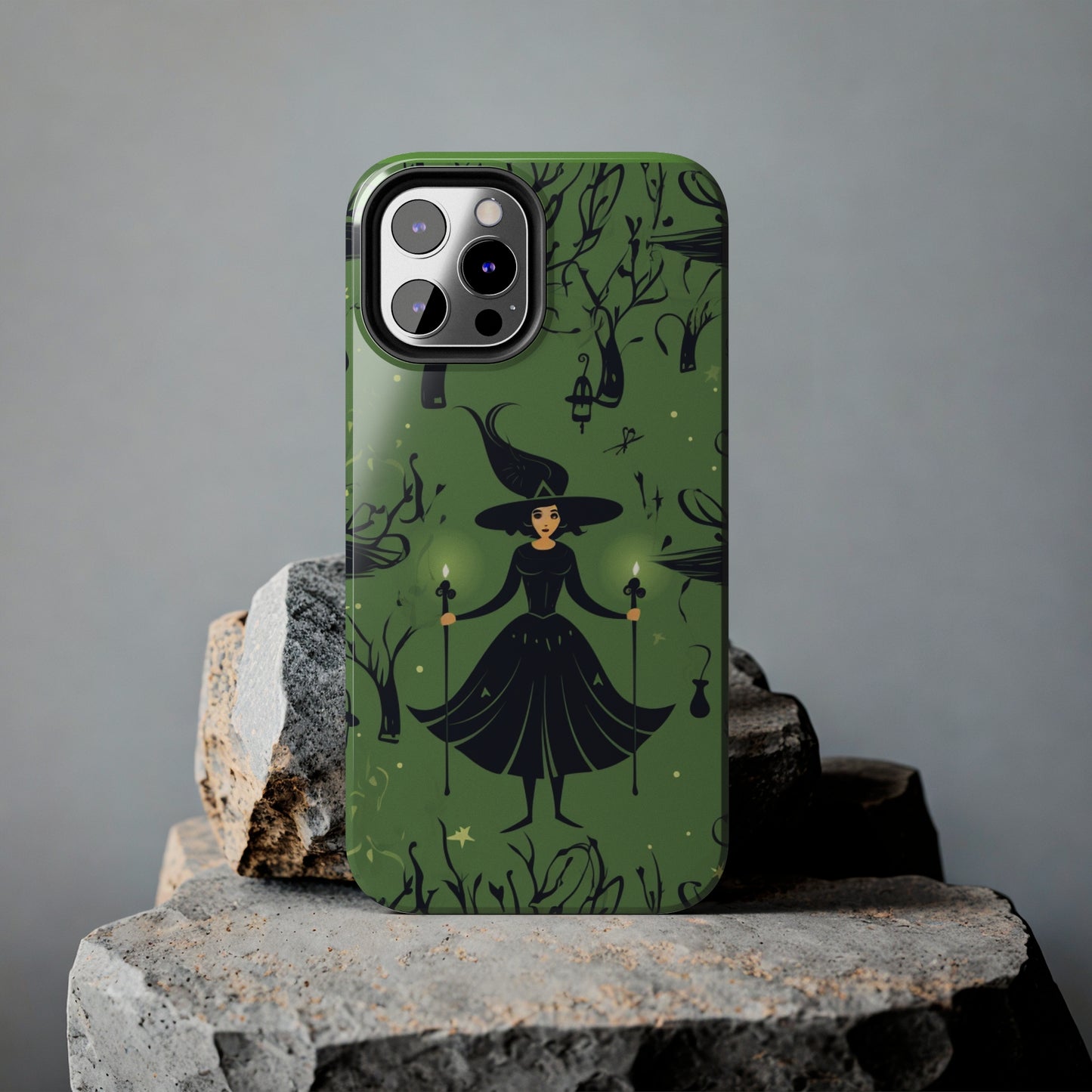 Dark Forest Witch Tough iPhone Cases | Green Witch Protective Phone Case | Impact-Resisant, Shock Absorbing | iPhone 15 All Models | Premium