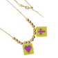 Beaded Heart and Cross Gold Necklace | Artistic Stainless Steel Jewlery