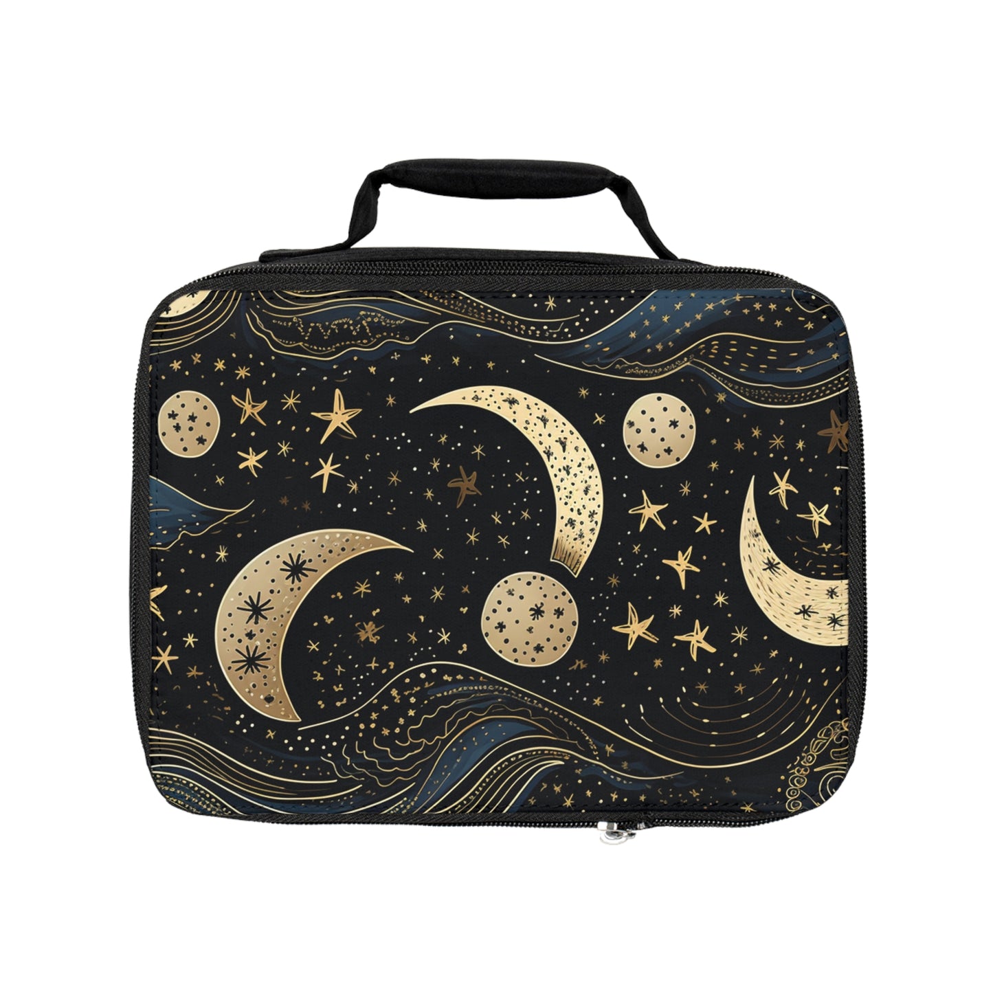 Celestial Moon Abstract Zipper Lunch Bag | Cosmic Themed, Starry Accessories