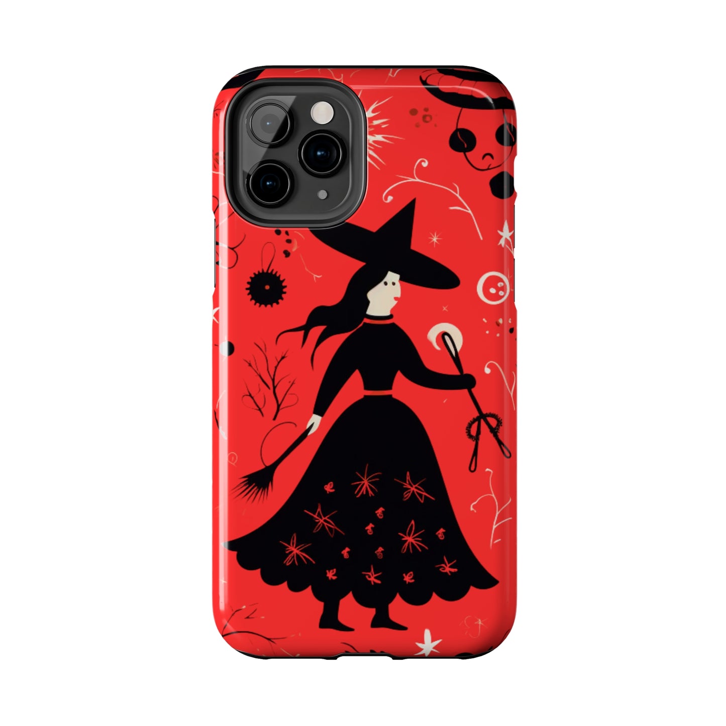 Red Dark Forest Witch Tough iPhone Cases | Abstract Witchy Protective Phone Case | Impact-Resistant, Anti-Shock | iPhone 15