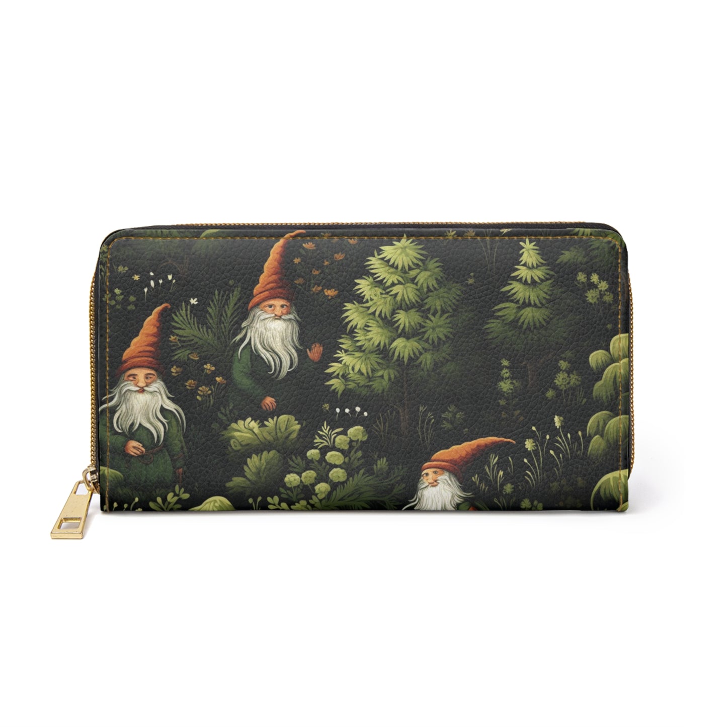 Happy Gnomes Wallet | Dark Forest Old Man Gnomes Sturdy Zipper Wallet