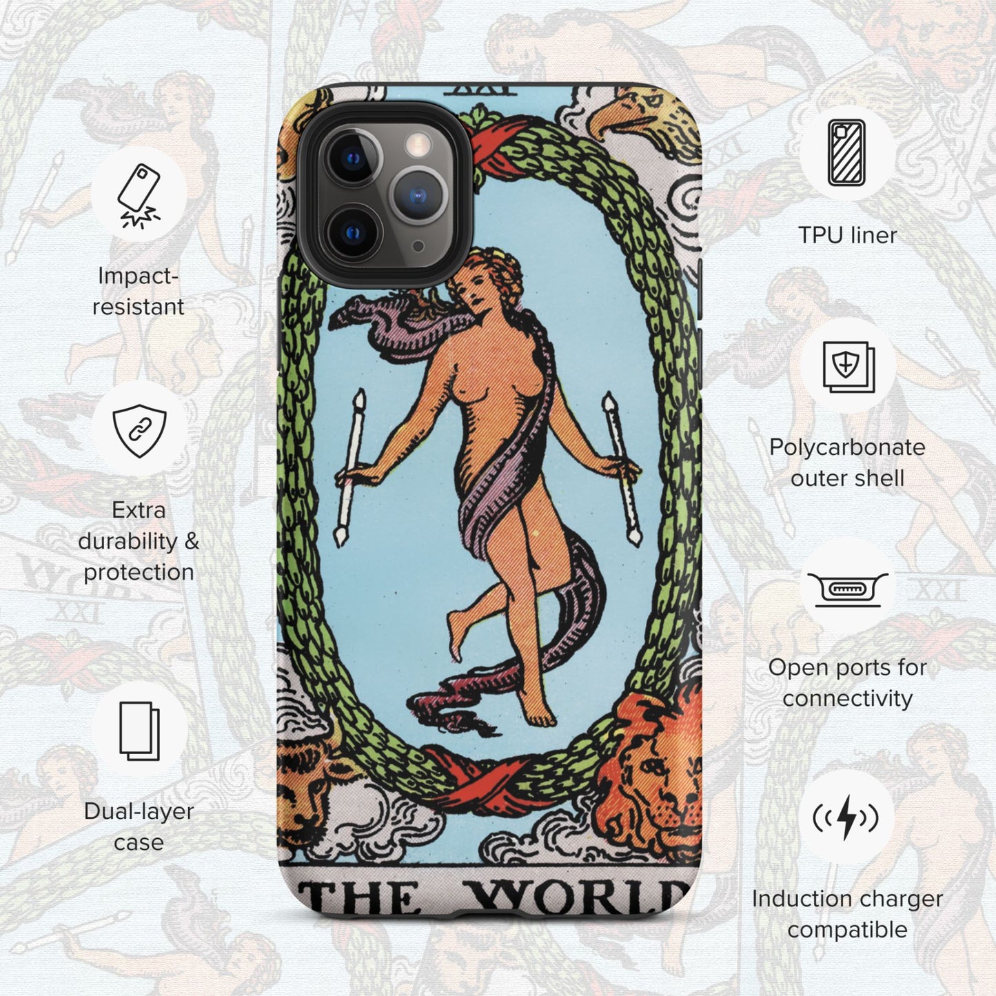 'The World' Tarot Card Durable, Anti-Shock iPhone Case