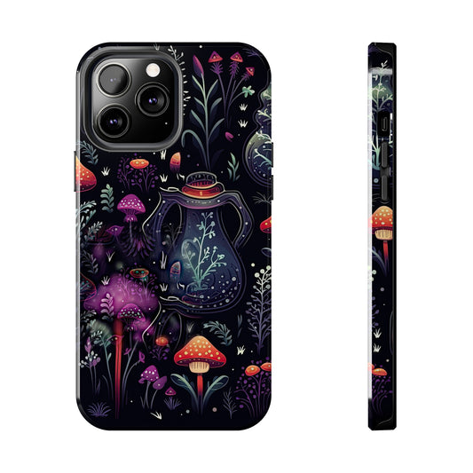 Fungi Mushroom Tough iPhone case | Witchy Dark Forest Aesthetic | Purple Foliage