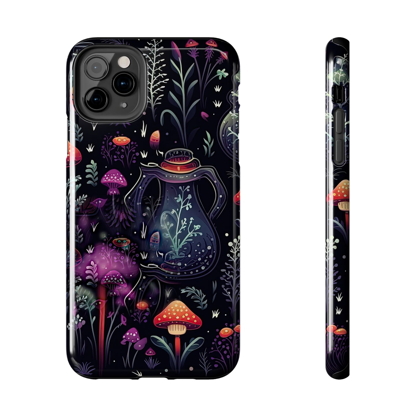 Fungi Mushroom Tough iPhone case | Witchy Dark Forest Aesthetic | Purple Foliage