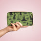 Green Witch Pattern Zipper Wallet | Aesthetic Premium Wallet Design
