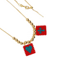 Beaded Heart and Cross Gold Necklace | Artistic Stainless Steel Jewlery