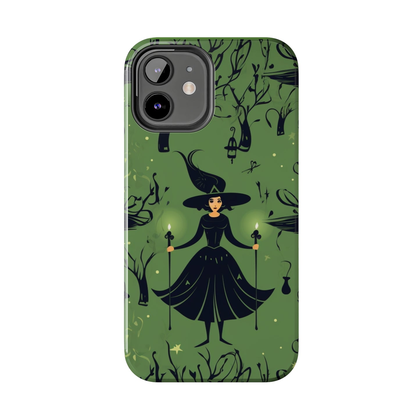 Dark Forest Witch Tough iPhone Cases | Green Witch Protective Phone Case | Impact-Resisant, Shock Absorbing | iPhone 15 All Models | Premium