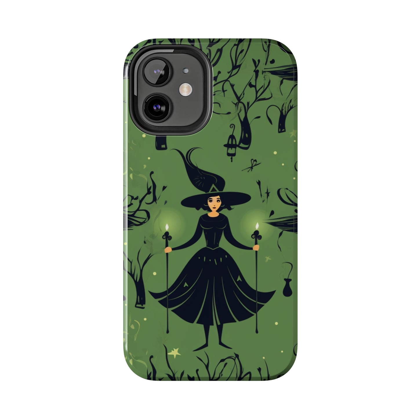 Dark Forest Witch Tough iPhone Cases | Green Witch Protective Phone Case | Impact-Resisant, Shock Absorbing | iPhone 15 All Models | Premium