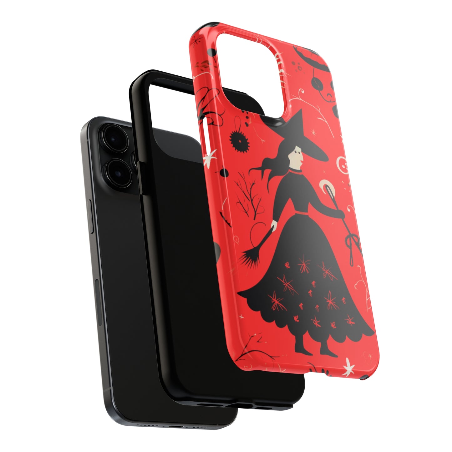 Red Dark Forest Witch Tough iPhone Cases | Abstract Witchy Protective Phone Case | Impact-Resistant, Anti-Shock | iPhone 15