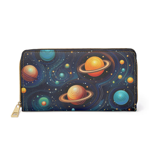 Cosmic - Celestial Zipper Wallet | Galaxy, Astronomy, Deep Space Themed Wallet Design