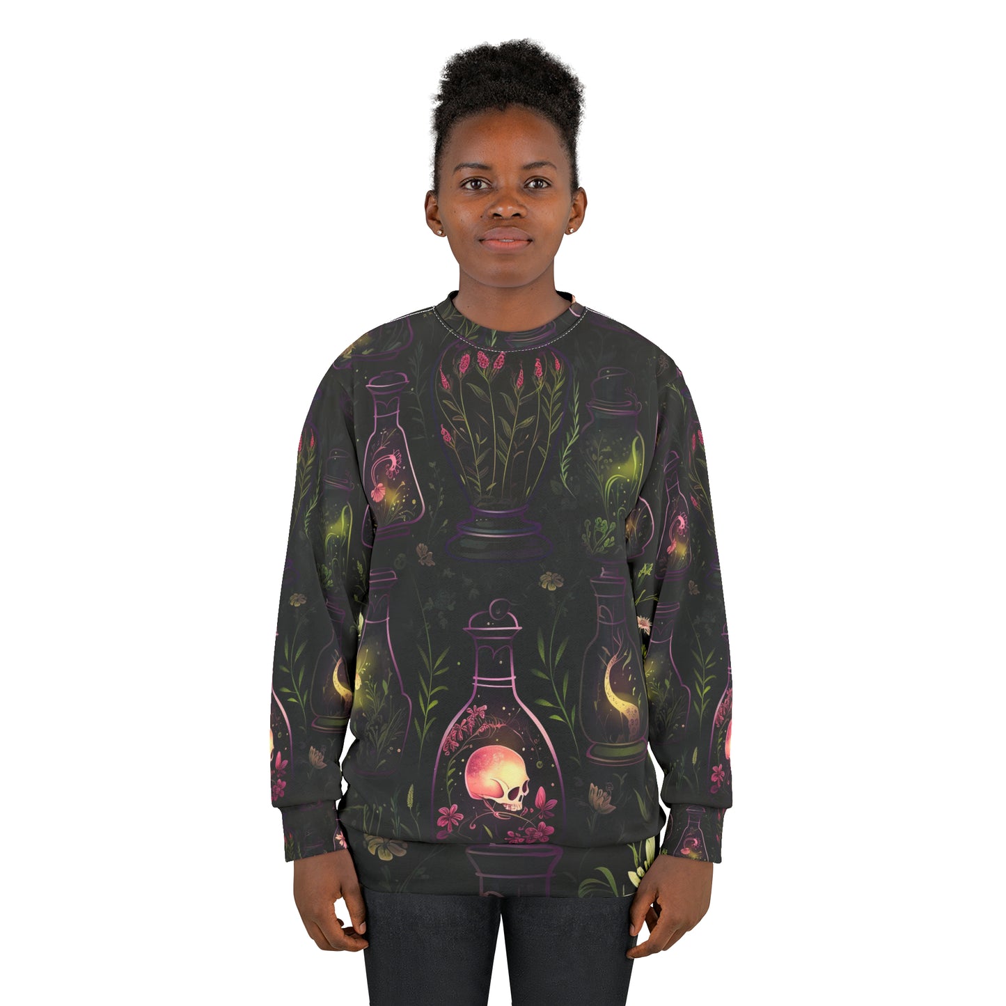 Skull Dark Forest Unisex Sweatshirt | All Gender Witchy Tinctures & Potions