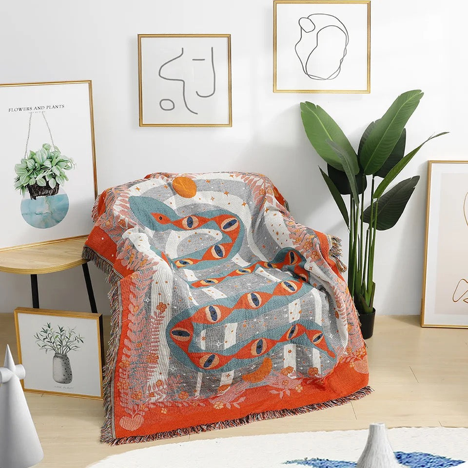 Snake Blanket - Tapestry - Rug | Spirtiual Serpent Design | Home Decora