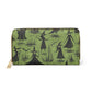 Green Witch Pattern Zipper Wallet | Aesthetic Premium Wallet Design