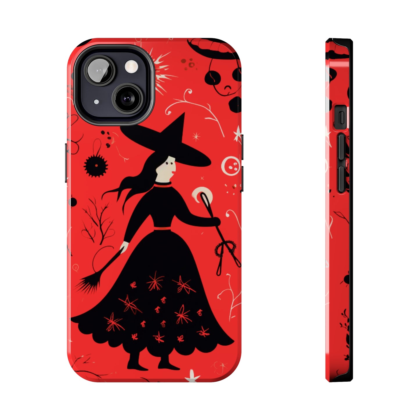 Red Dark Forest Witch Tough iPhone Cases | Abstract Witchy Protective Phone Case | Impact-Resistant, Anti-Shock | iPhone 15