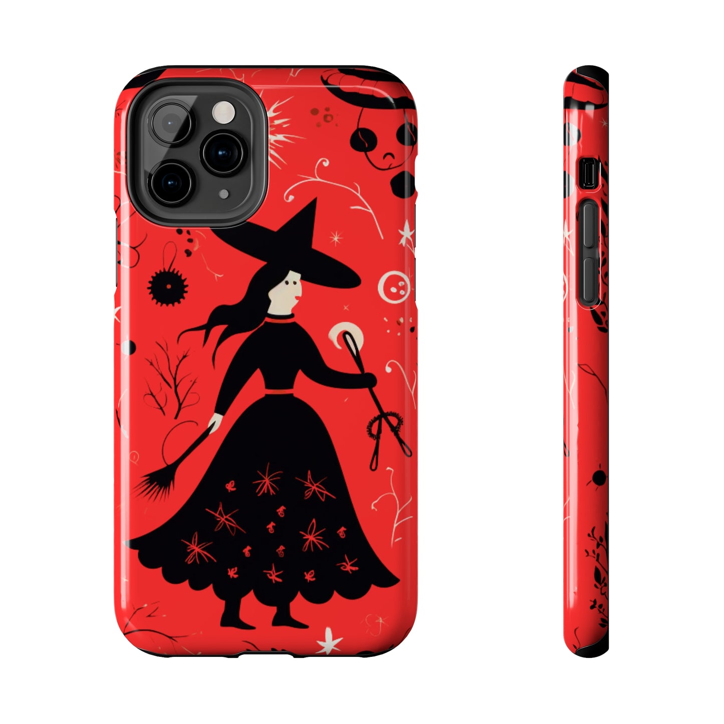 Red Dark Forest Witch Tough iPhone Cases | Abstract Witchy Protective Phone Case | Impact-Resistant, Anti-Shock | iPhone 15